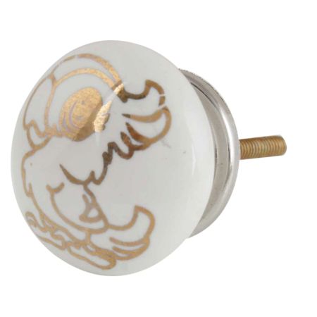 Golden Cockatoo Pattern Ceramic Dresser Knobs